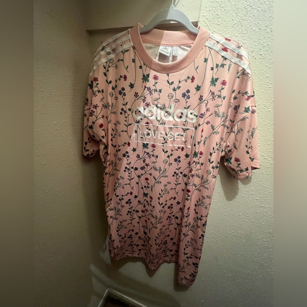 Adidas pink floral dress size XL